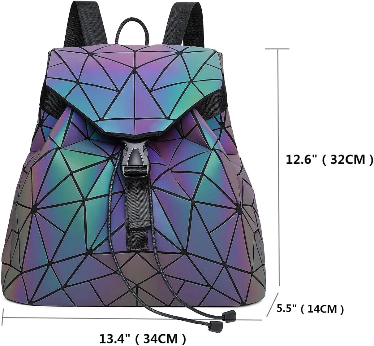 Luminous Geometric Backpacks Women Holographic Reflective Bags Handbags Holographic Reflective Bags Iridescent Backpack (BB180001-02)
