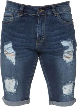 Maiyifu-GJ Men's Slim Fit Ripped Jeans Short Distressed Washed Straight Denim Short-Pant Fashion Stretch Jean Shorts