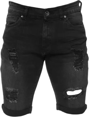 Maiyifu-GJ Men's Slim Fit Ripped Jeans Short Distressed Washed Straight Denim Short-Pant Fashion Stretch Jean Shorts