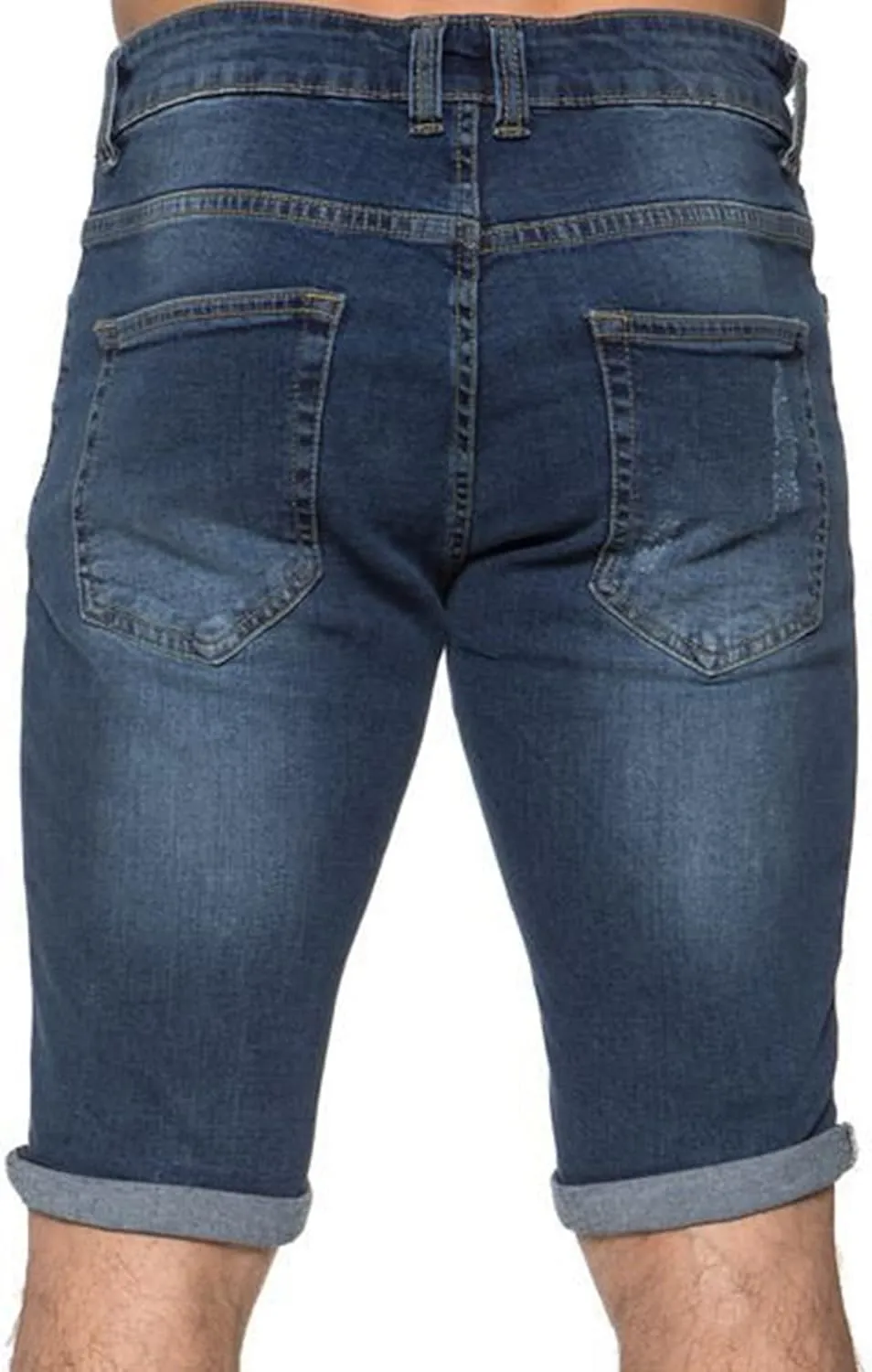 Maiyifu-GJ Men's Slim Fit Ripped Jeans Short Distressed Washed Straight Denim Short-Pant Fashion Stretch Jean Shorts