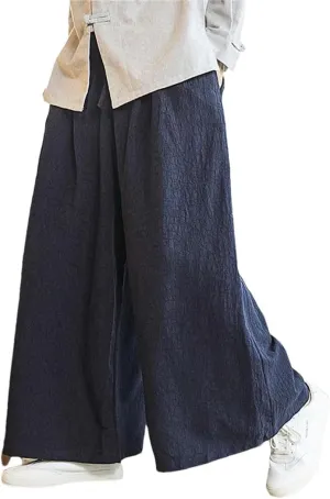 Men Wide-Leg Harem Pants Harajuku Straight-Leg Jogging Sweatpants Male Cotton Linen Vintage Casual Pants Male Loose
