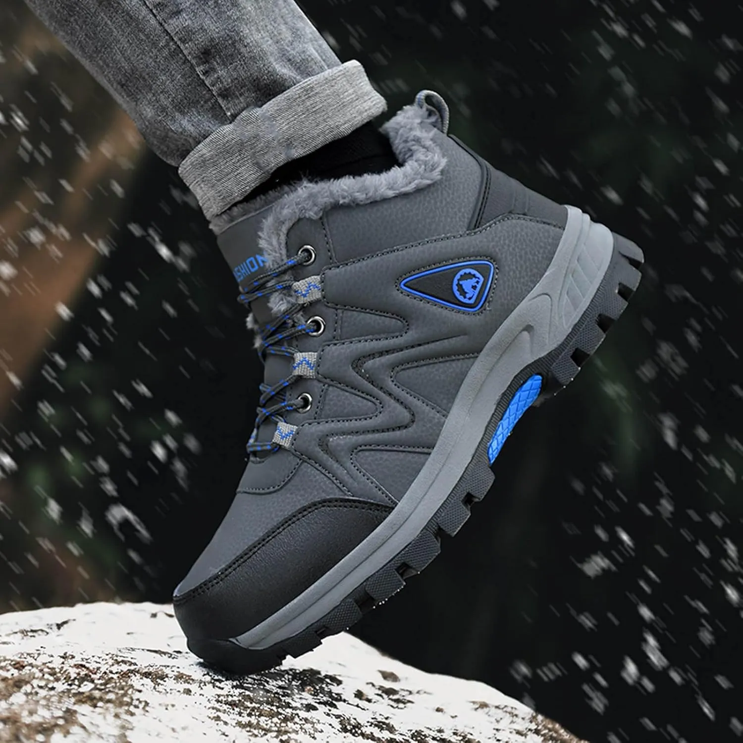 Men Winter Sneakers Outdoor Shoes Padded Warm Cotton Shoes Lightweight Hiking Shoes Mens Casual Dress Shoes Wide Width
