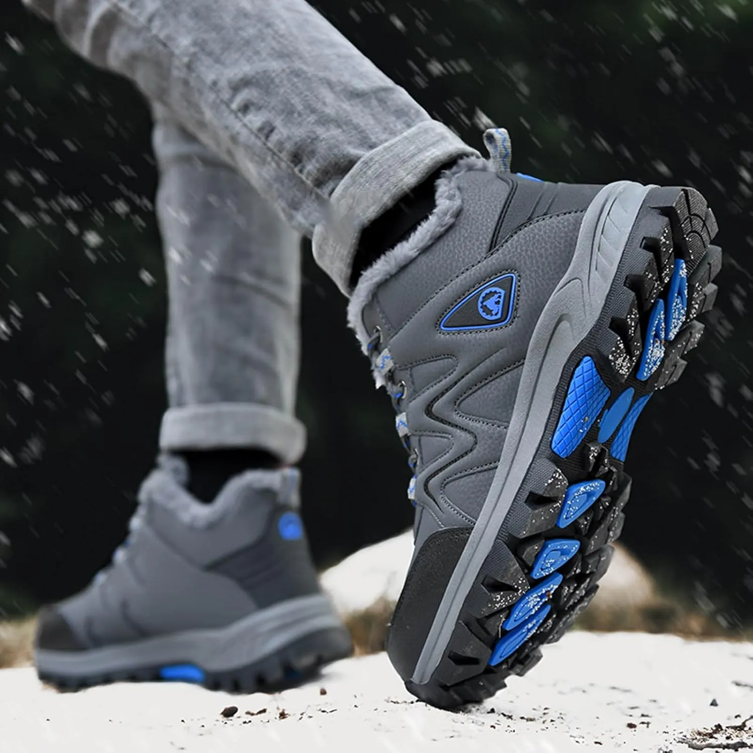 Men Winter Sneakers Outdoor Shoes Padded Warm Cotton Shoes Lightweight Hiking Shoes Mens Casual Dress Shoes Wide Width