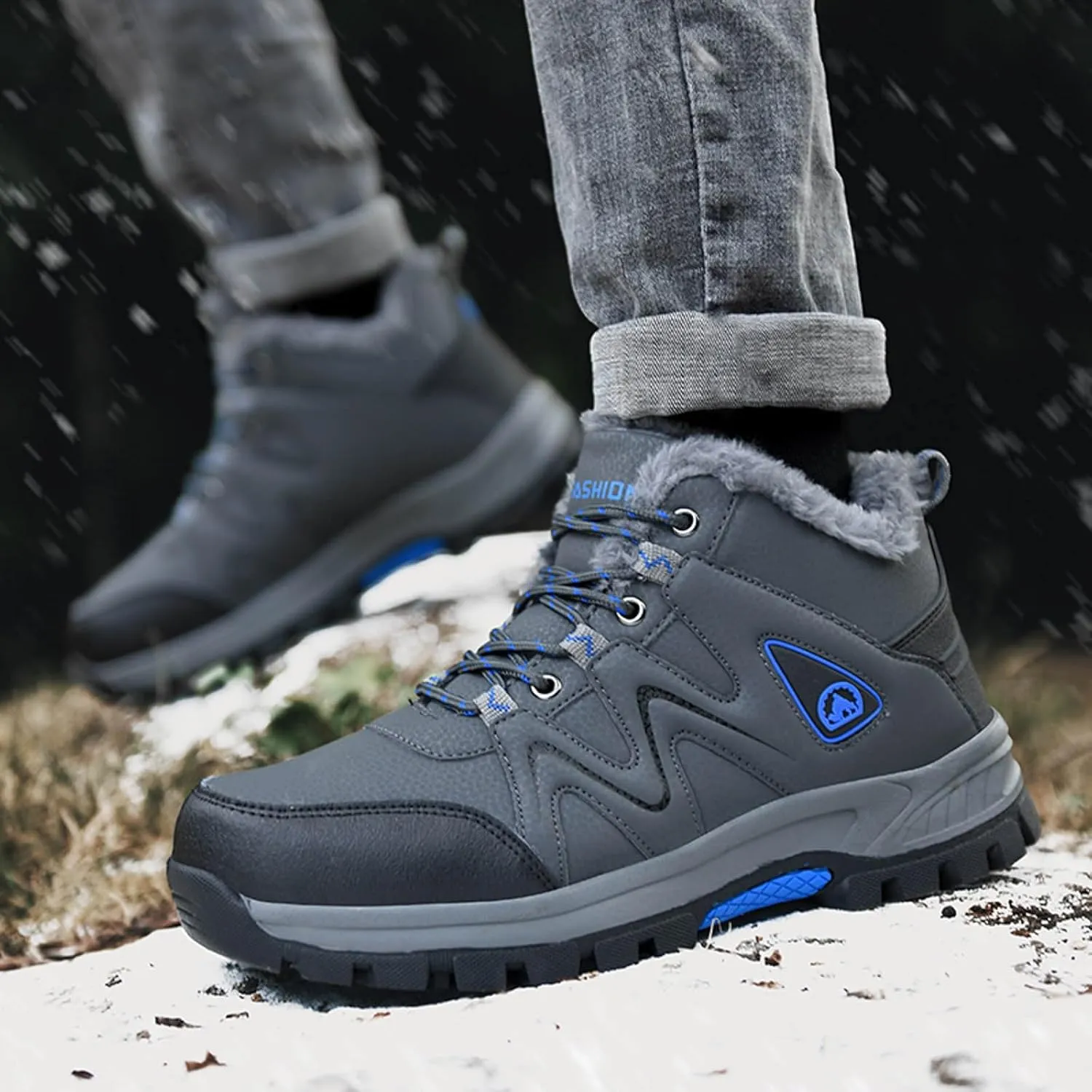 Men Winter Sneakers Outdoor Shoes Padded Warm Cotton Shoes Lightweight Hiking Shoes Mens Casual Dress Shoes Wide Width