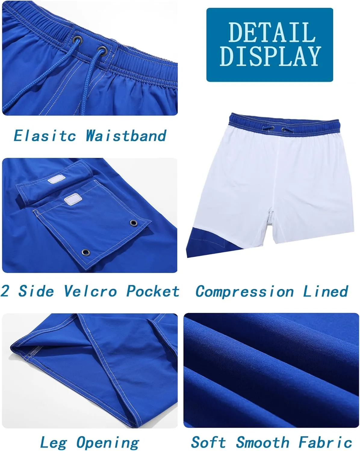 Mens Long Board Shorts Compression Liner 10 Inch Inseam Beachwear