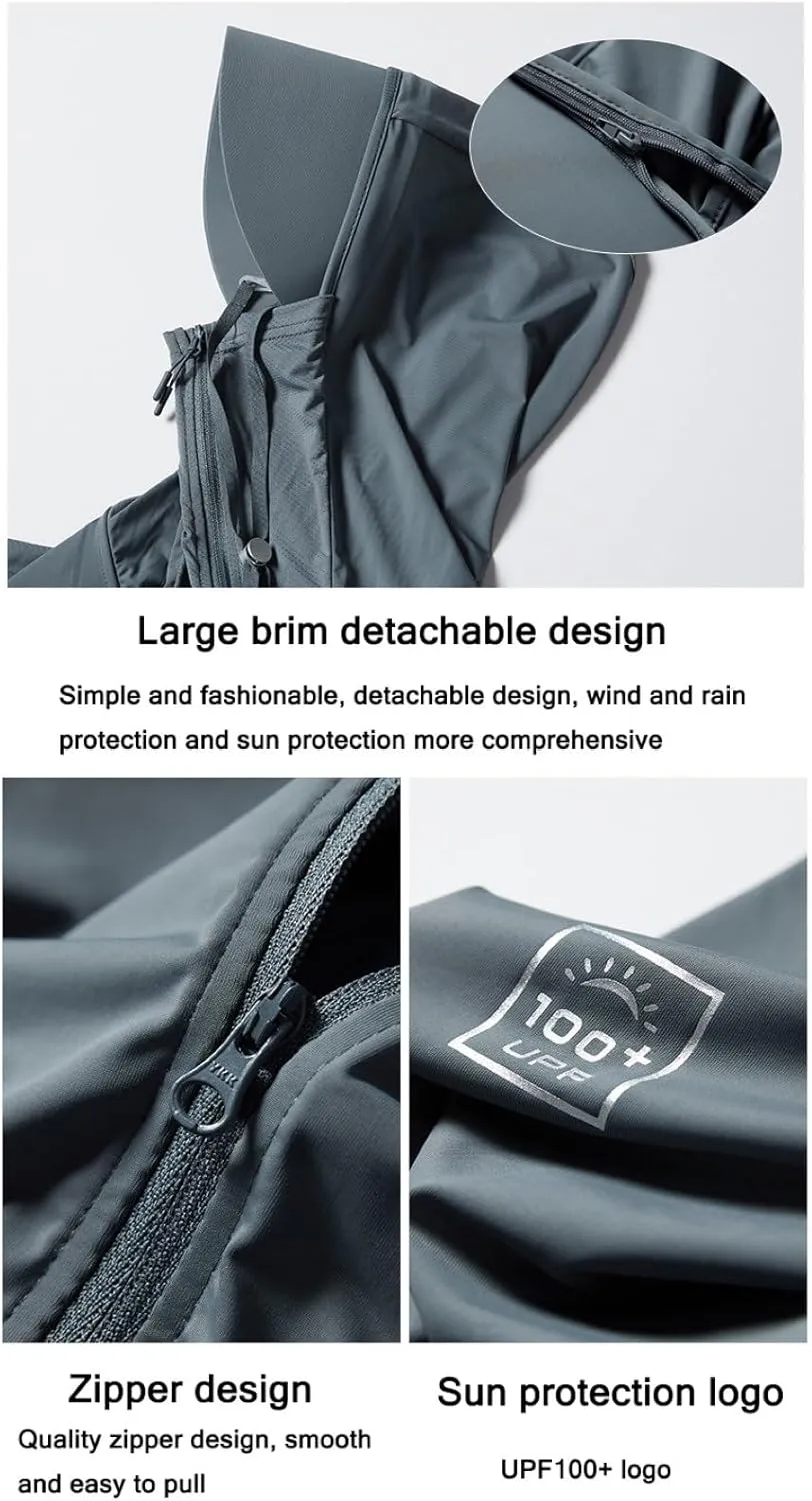 Men's Long Sleeve Lightweight Sun Hoodie UPF 100  Protection Shirt Quick Dry Athletic Loose Fit With Thumbholes (Color : Gray green, Size : 6X-Large)