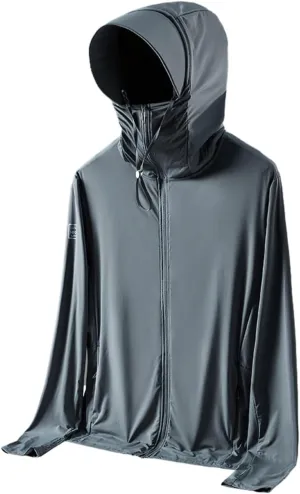 Men's Long Sleeve Lightweight Sun Hoodie UPF 100  Protection Shirt Quick Dry Athletic Loose Fit With Thumbholes (Color : Gray green, Size : 6X-Large)