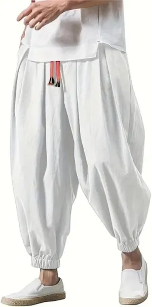 Men's Loose Harem Pants Four Season Cotton Streetwear Cross Oversize Trousers