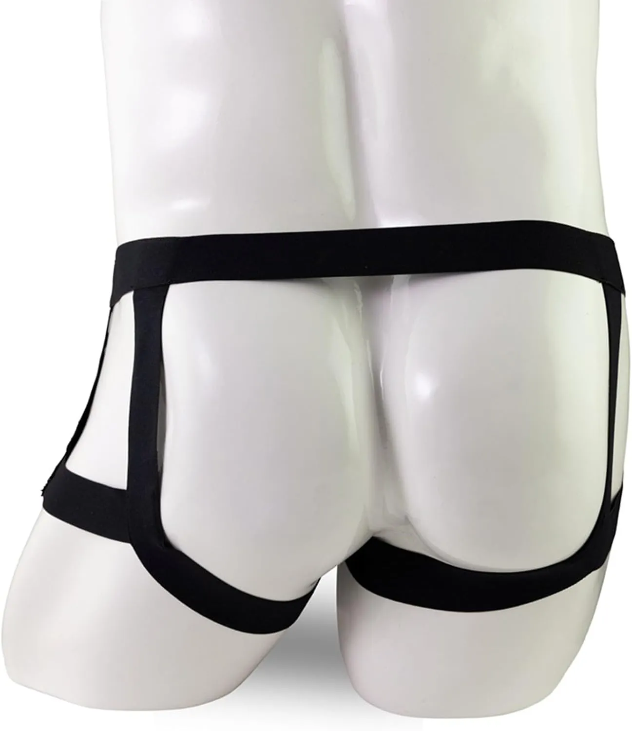 Men's Patent Leather Boxer BriefsHollow out JockStrap Bulge Pouch UnderwearSexy Backless Low Waist Underpants