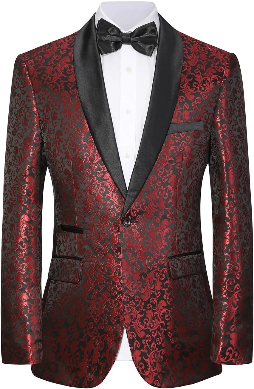 Mens Suit Tuxedo Jacket Suit Blazer One Button Slim Fit Dinner Jackets for Party Prom Wedding Tuxedo for Men