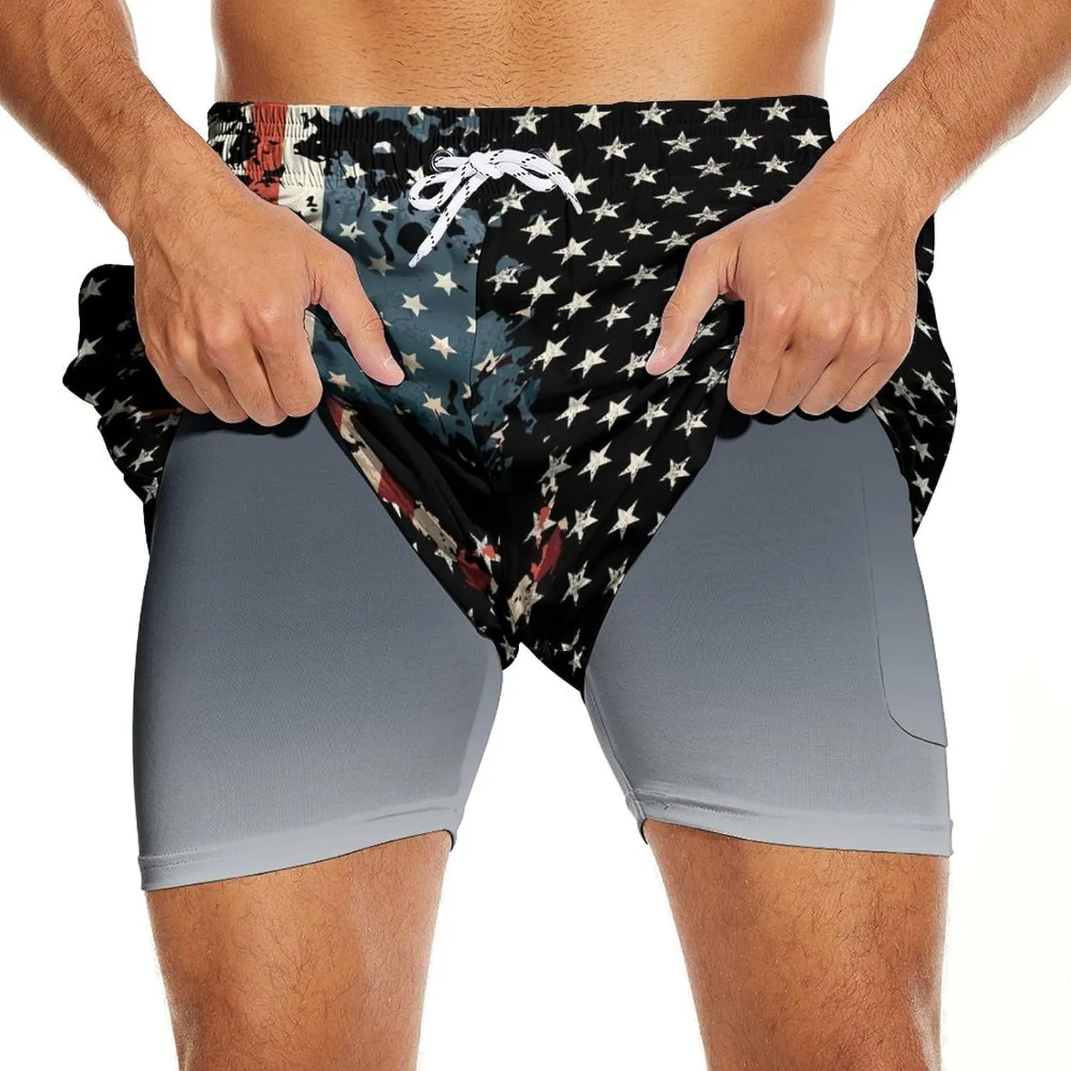Men's Swim Trunks with Compression Liner Quick Dry 7 Inch Bathing Suit Board Shorts Swimwear