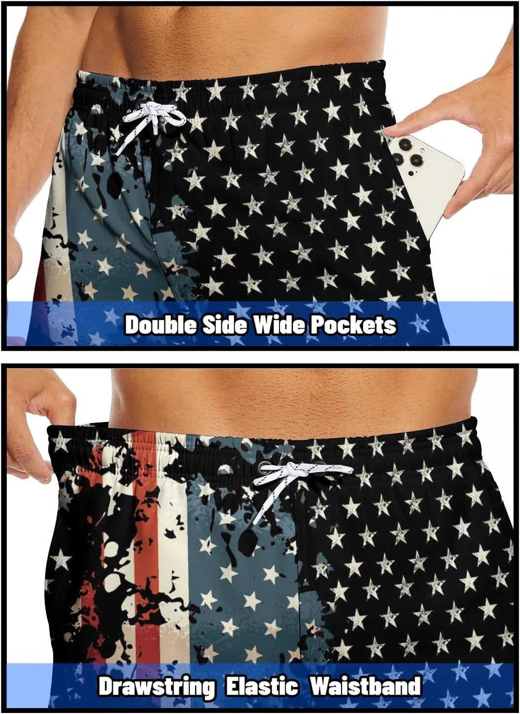 Men's Swim Trunks with Compression Liner Quick Dry 7 Inch Bathing Suit Board Shorts Swimwear