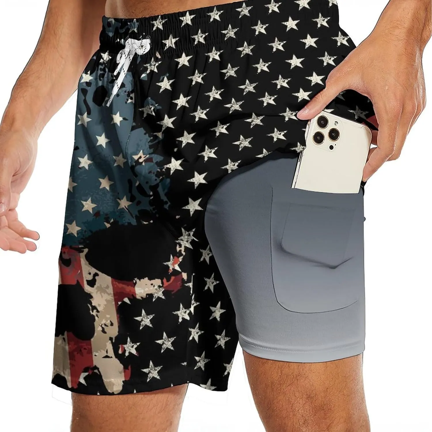 Men's Swim Trunks with Compression Liner Quick Dry 7 Inch Bathing Suit Board Shorts Swimwear