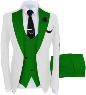 Men's Tuxedo Suits Slim Fit Casual Suit Blazer Dinner Solid One Button Wedding Prom Jackets Vest Trousers Pants Set