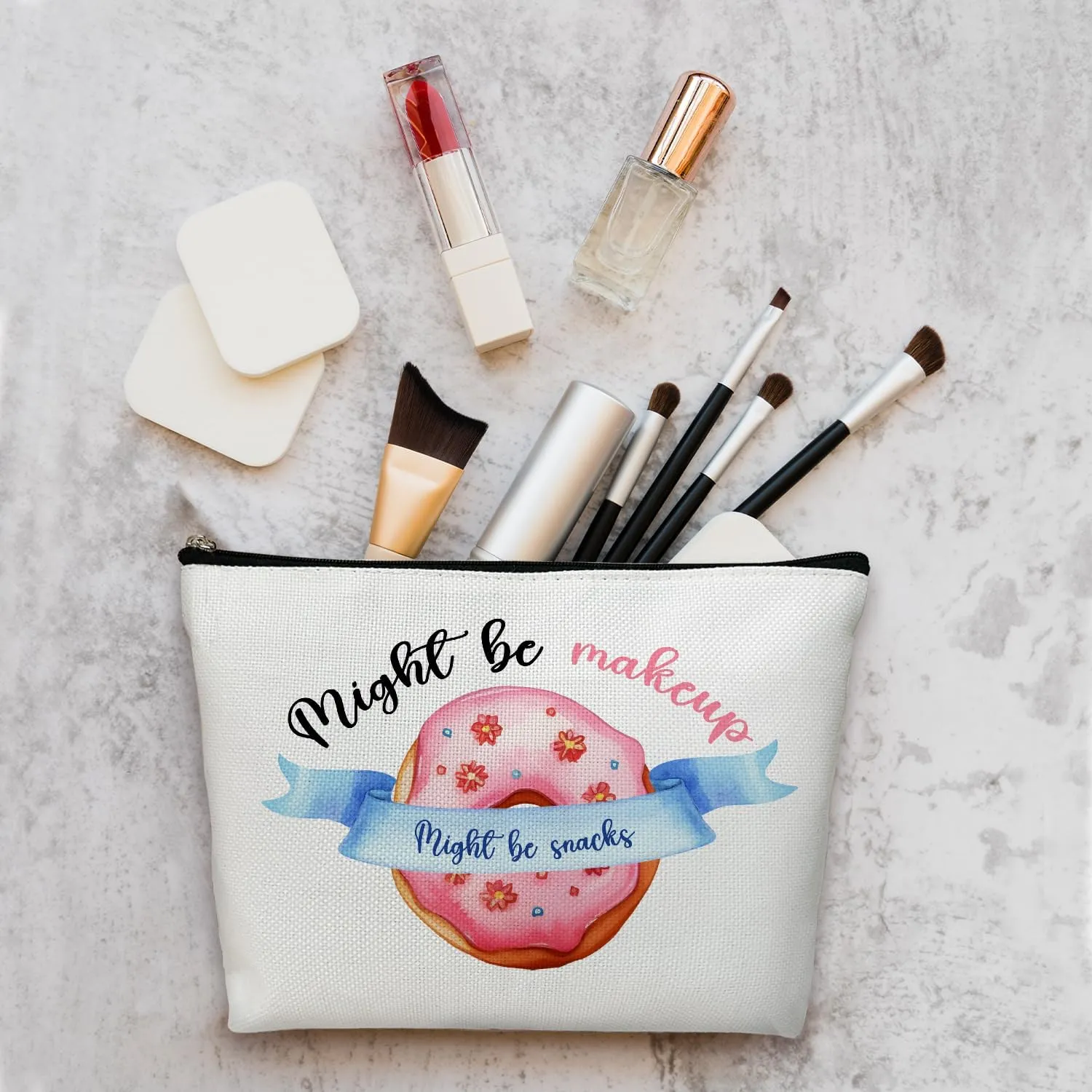 Might Be Makeup Might Be Snacks, Cosmetic Bag for Women Large Capacity Cosmetic Bag Appreciation Gift for Family, friends, Travel Accessories Organizer Storage Makeup Bag With Zipper-13
