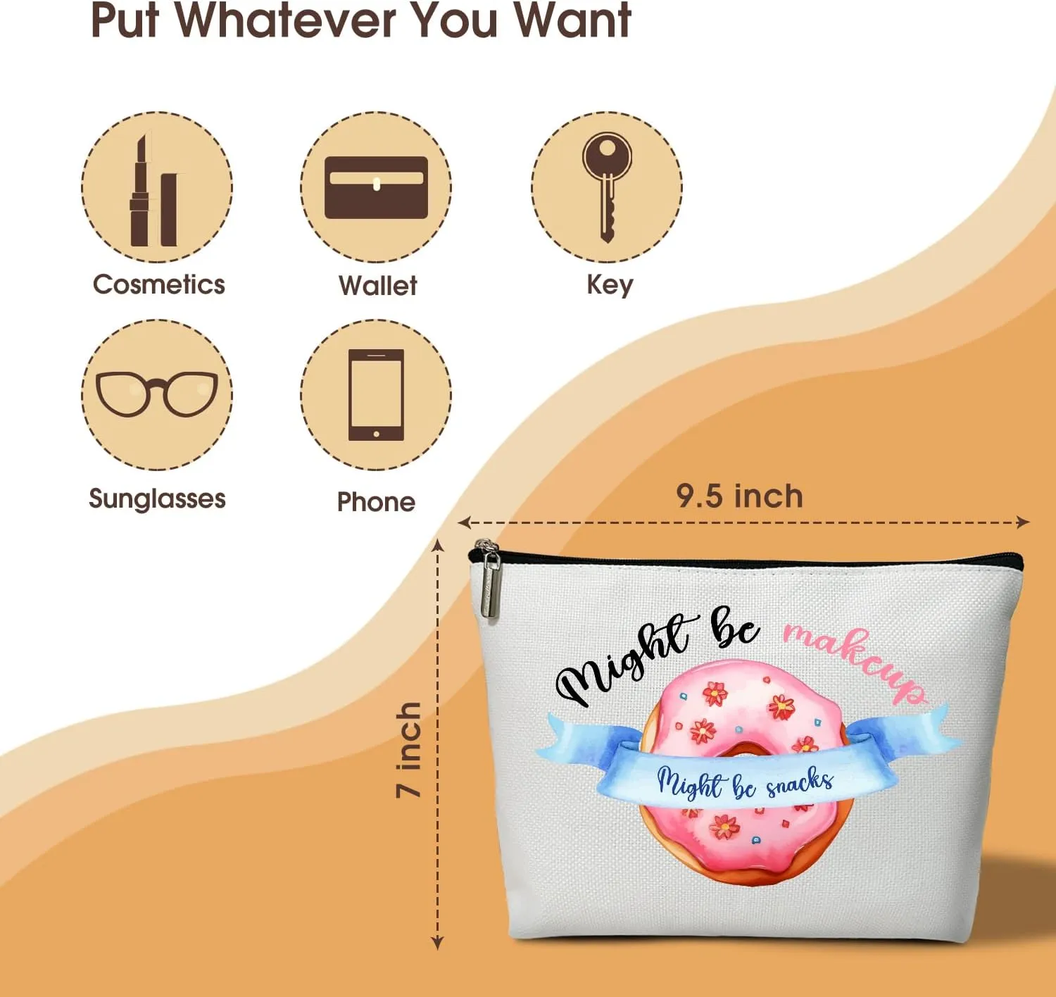 Might Be Makeup Might Be Snacks, Cosmetic Bag for Women Large Capacity Cosmetic Bag Appreciation Gift for Family, friends, Travel Accessories Organizer Storage Makeup Bag With Zipper-13