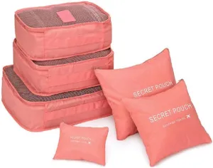 MOCOFO 6-Piece Travel Luggage Storage Bag Set - 3 Travel Storage Bags   3 Small Clothing Organizers (Watermelon Red)