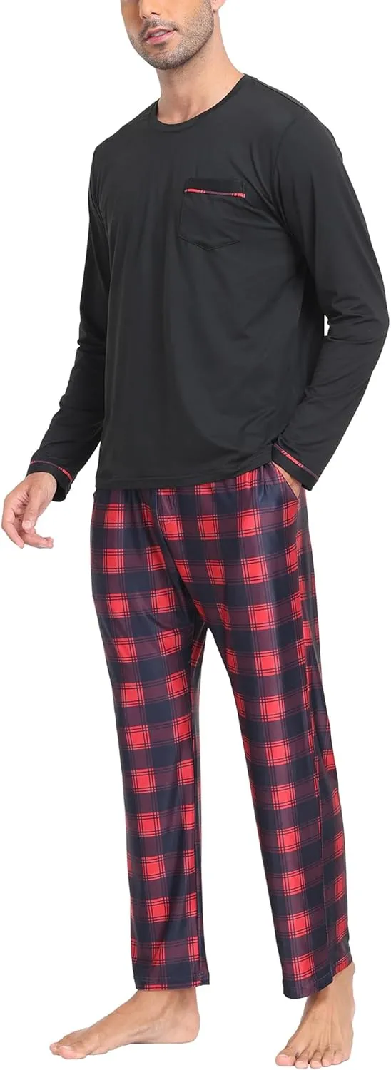 MoFiz Pajama Sets for Men & Women Long Sleeve 2 Piece Sleepwear Loungewear Sets Soft PJ's with Pockets