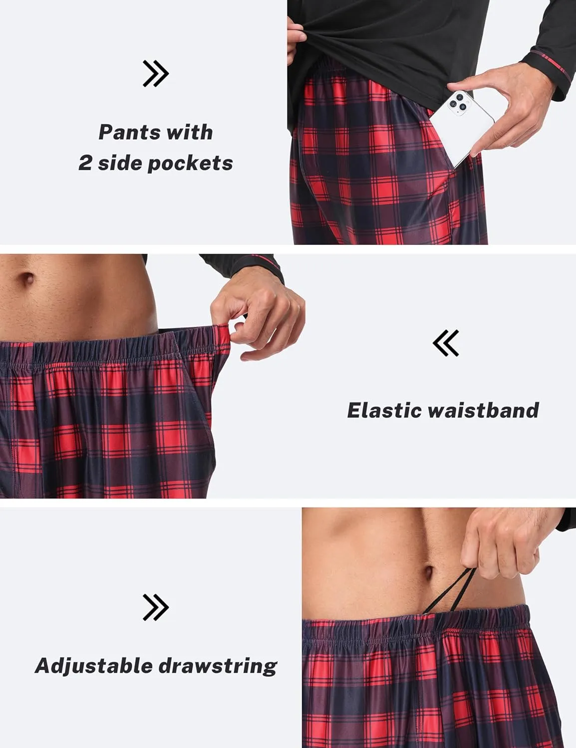 MoFiz Pajama Sets for Men & Women Long Sleeve 2 Piece Sleepwear Loungewear Sets Soft PJ's with Pockets