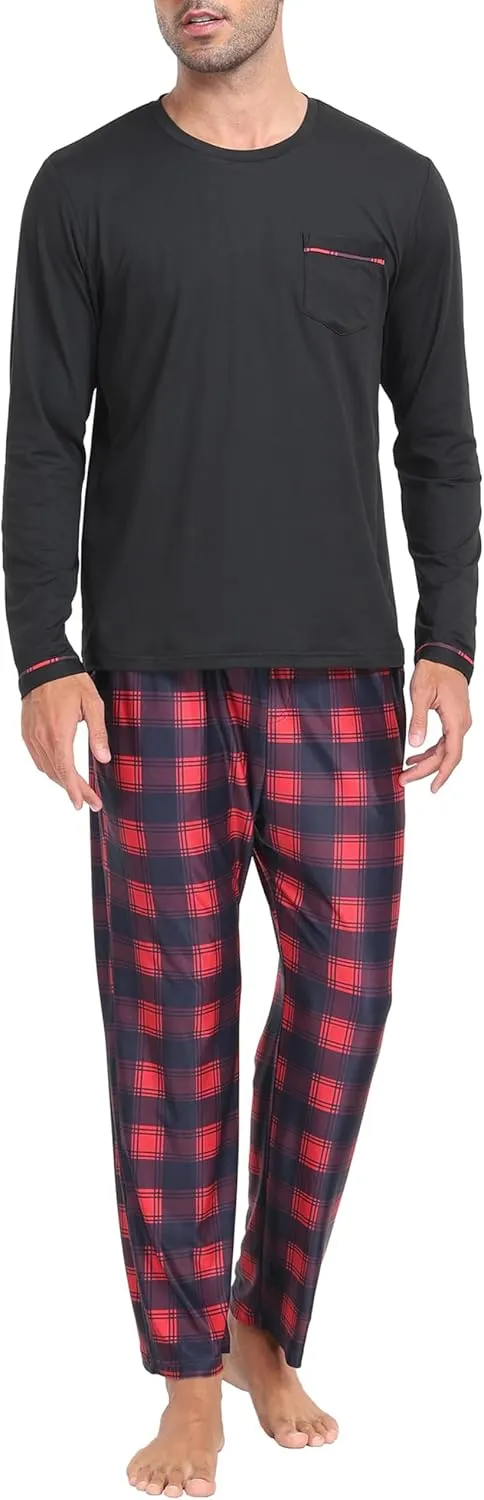 MoFiz Pajama Sets for Men & Women Long Sleeve 2 Piece Sleepwear Loungewear Sets Soft PJ's with Pockets