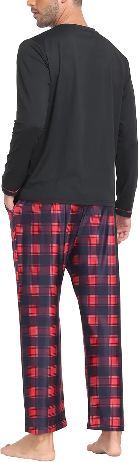 MoFiz Pajama Sets for Men & Women Long Sleeve 2 Piece Sleepwear Loungewear Sets Soft PJ's with Pockets