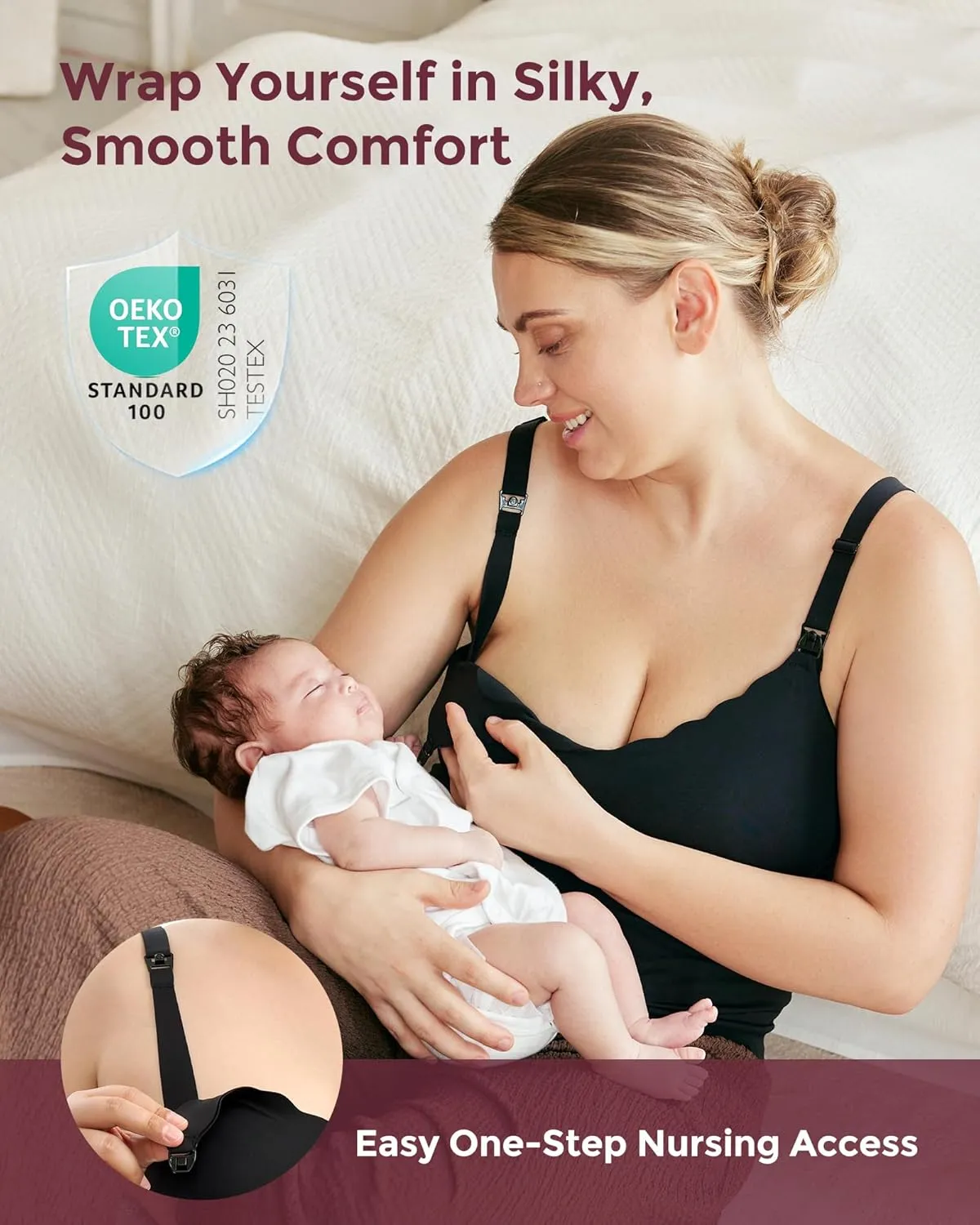 Momcozy Nursing Tank Tops for Breastfeeding, Seamless Nursing Cami with Built-in Bra, Adjustable Straps, Scalloped Design