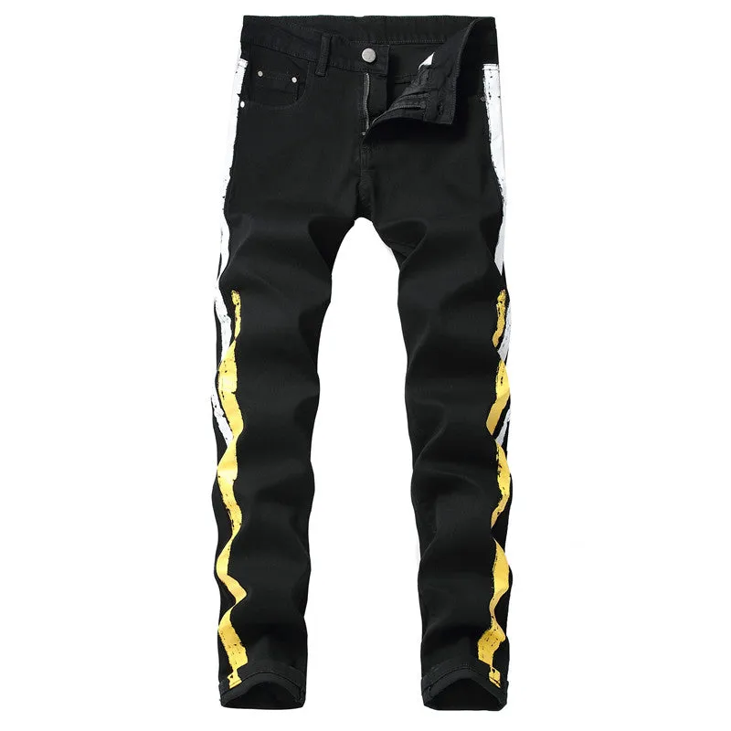 New Men's Jeans Skinny Slim Pencil Pants Elasticity Mid Waist Jeans