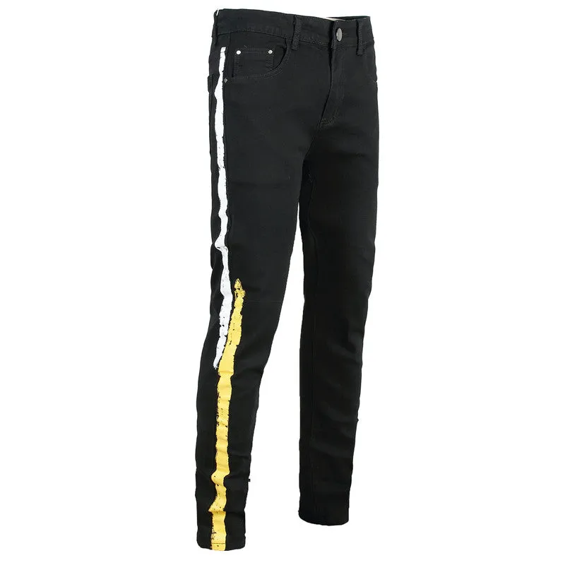 New Men's Jeans Skinny Slim Pencil Pants Elasticity Mid Waist Jeans