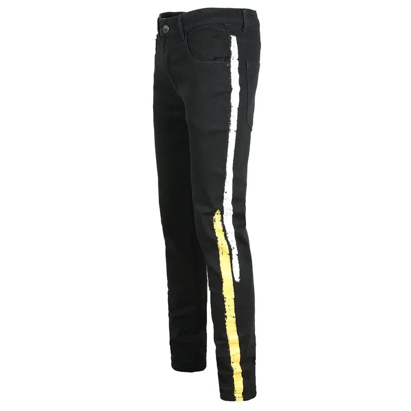 New Men's Jeans Skinny Slim Pencil Pants Elasticity Mid Waist Jeans