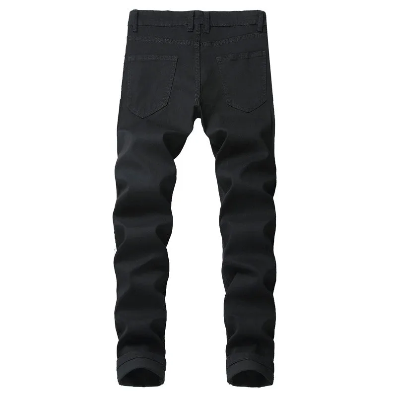 New Men's Jeans Skinny Slim Pencil Pants Elasticity Mid Waist Jeans