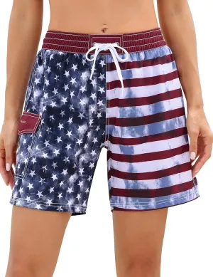 Nonwe Women's Swim Trunks Quick Dry Solid Summer Beach Shorts Mesh Lining