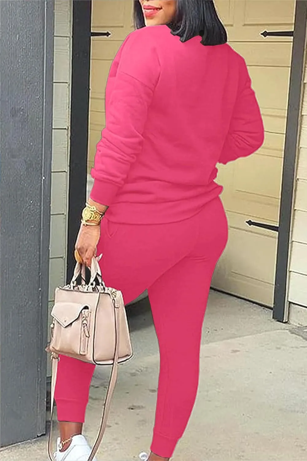 OCEANLUX Two Piece Sweatsuits For Women Casual Joging Outfits Long Sleeve Legging Pants