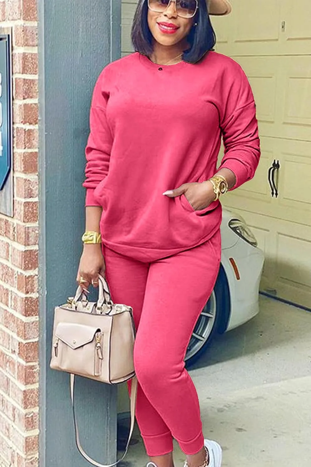 OCEANLUX Two Piece Sweatsuits For Women Casual Joging Outfits Long Sleeve Legging Pants