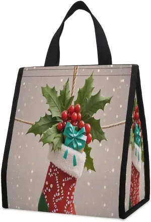 Outdoor Cooler Bags, Christmas Fruit Gift Printed Cooler Bag, Insulated Tote Bag, Grocery Tote Bag