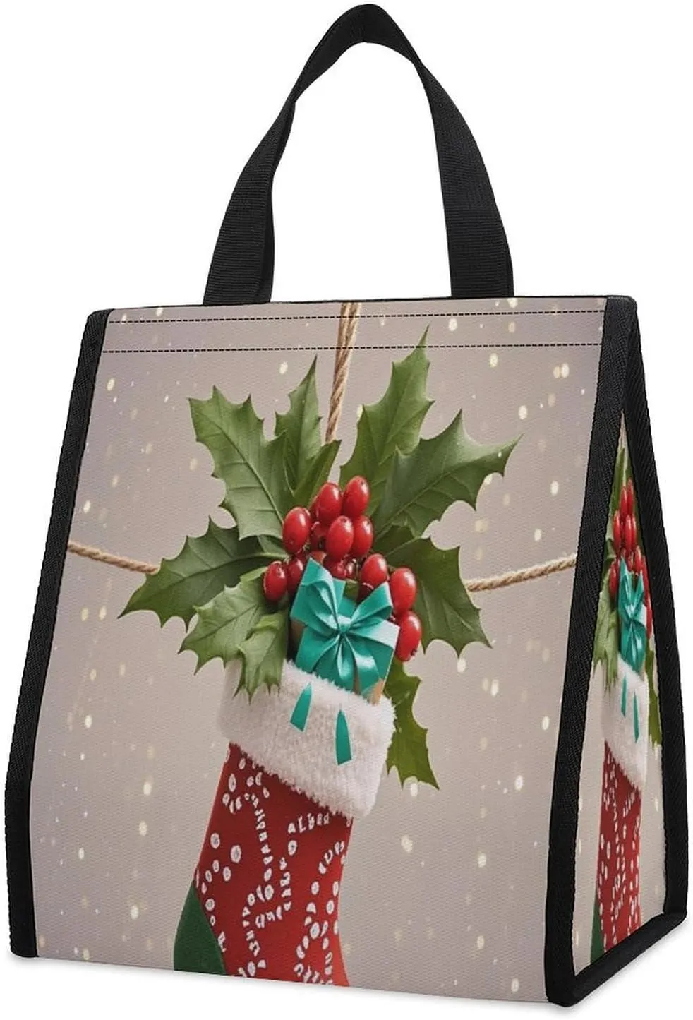 Outdoor Cooler Bags, Christmas Fruit Gift Printed Cooler Bag, Insulated Tote Bag, Grocery Tote Bag