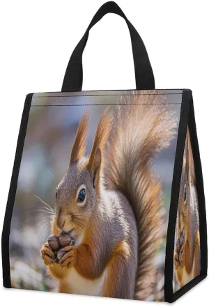 Outdoor Cooler Bags, Cute Squirrels Printed Cooler Bag, Insulated Tote Bag, Grocery Tote Bag