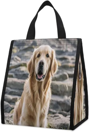 Outdoor Cooler Bags, Golden Retriever Printed Cooler Bag, Insulated Tote Bag, Grocery Tote Bag