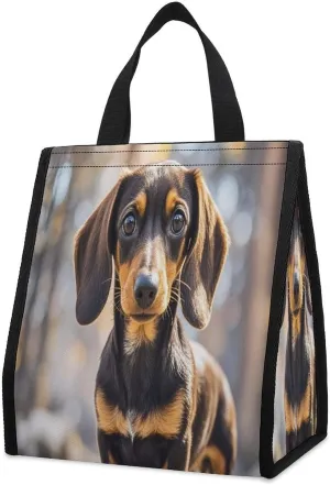Outdoor Cooler Bags, Pad Dachshund Printed Cooler Bag, Insulated Tote Bag, Grocery Tote Bag