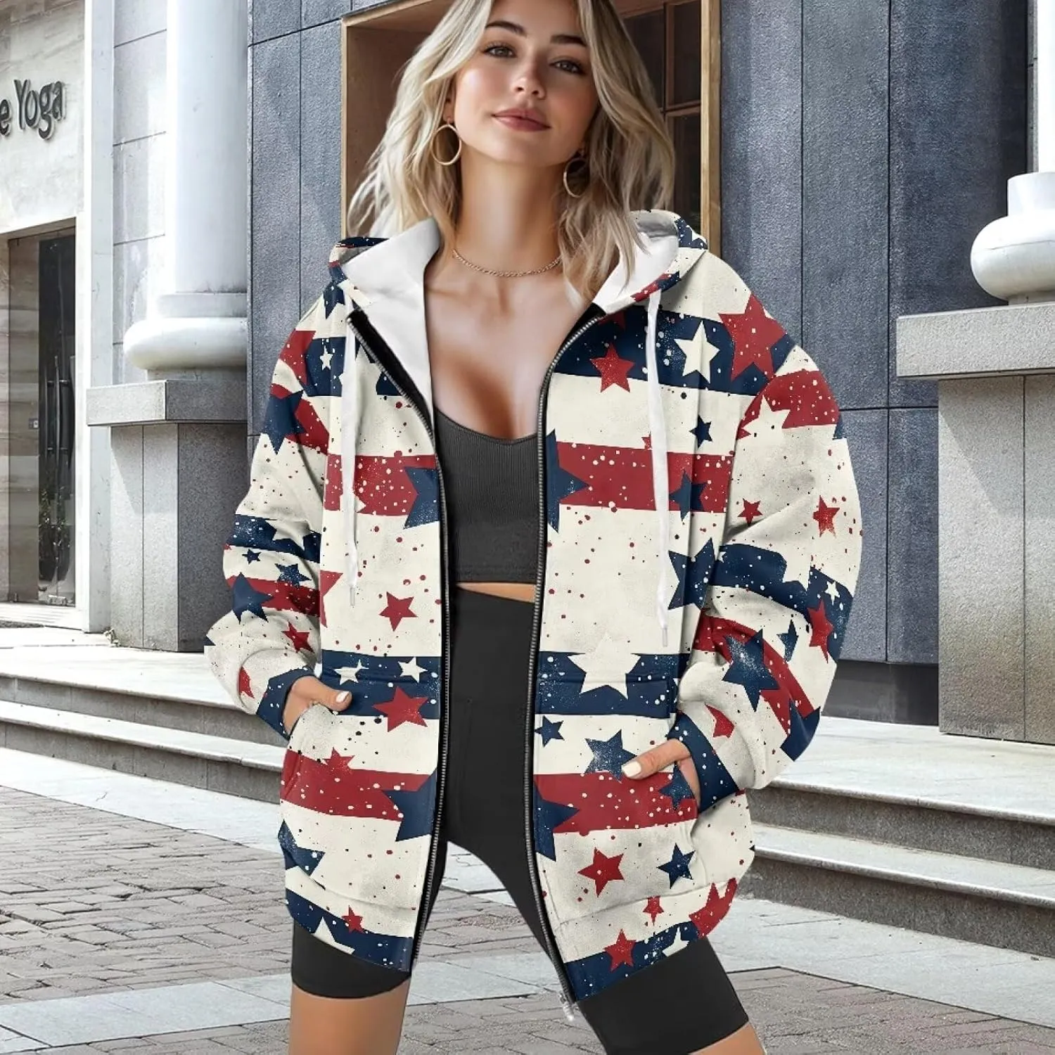 Oversized Sweatshirts for Women Zip Up Hoodies Fall Long Sleeve Jackets with Pockets Hooded Tops Loose Y2K Outfits
