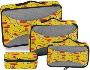 Packing Cubes for Travel Set of 4 Suitcase Organizer Travel Bag Organizer for Luggage Pqcking Cubes Funny Duck Yellow