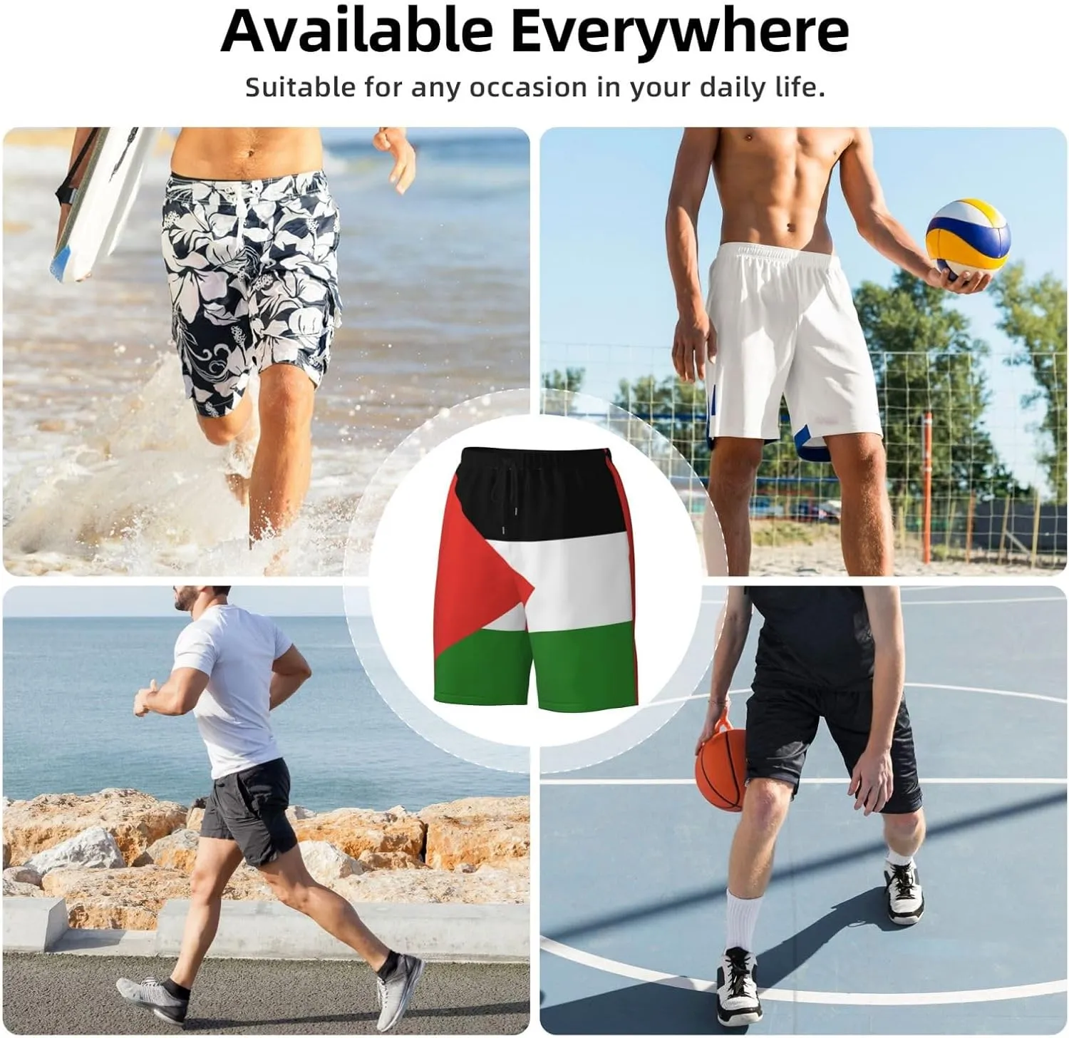 Palestinian Flag Trunks Man Swimming Shorts Quick Dry Swim Trunks Board Shorts