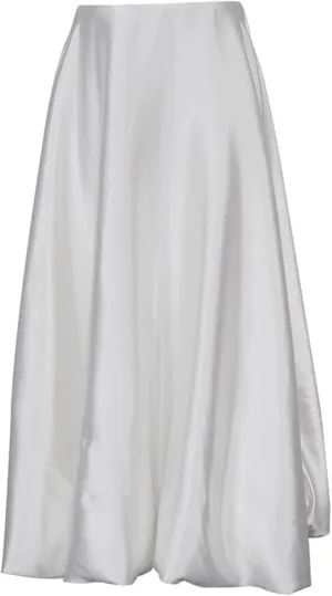 Perbai Women's High Waisted A Line Flare Satin Midi Skirt Balloon Party Skirt