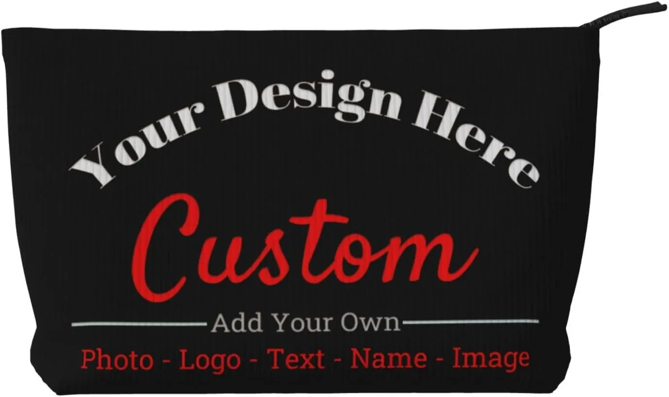 Personalized Custom Makeup Bag Add Your Own Photo Text Name Logo Image Cosmetic Bags Black Customized Gifts For Women