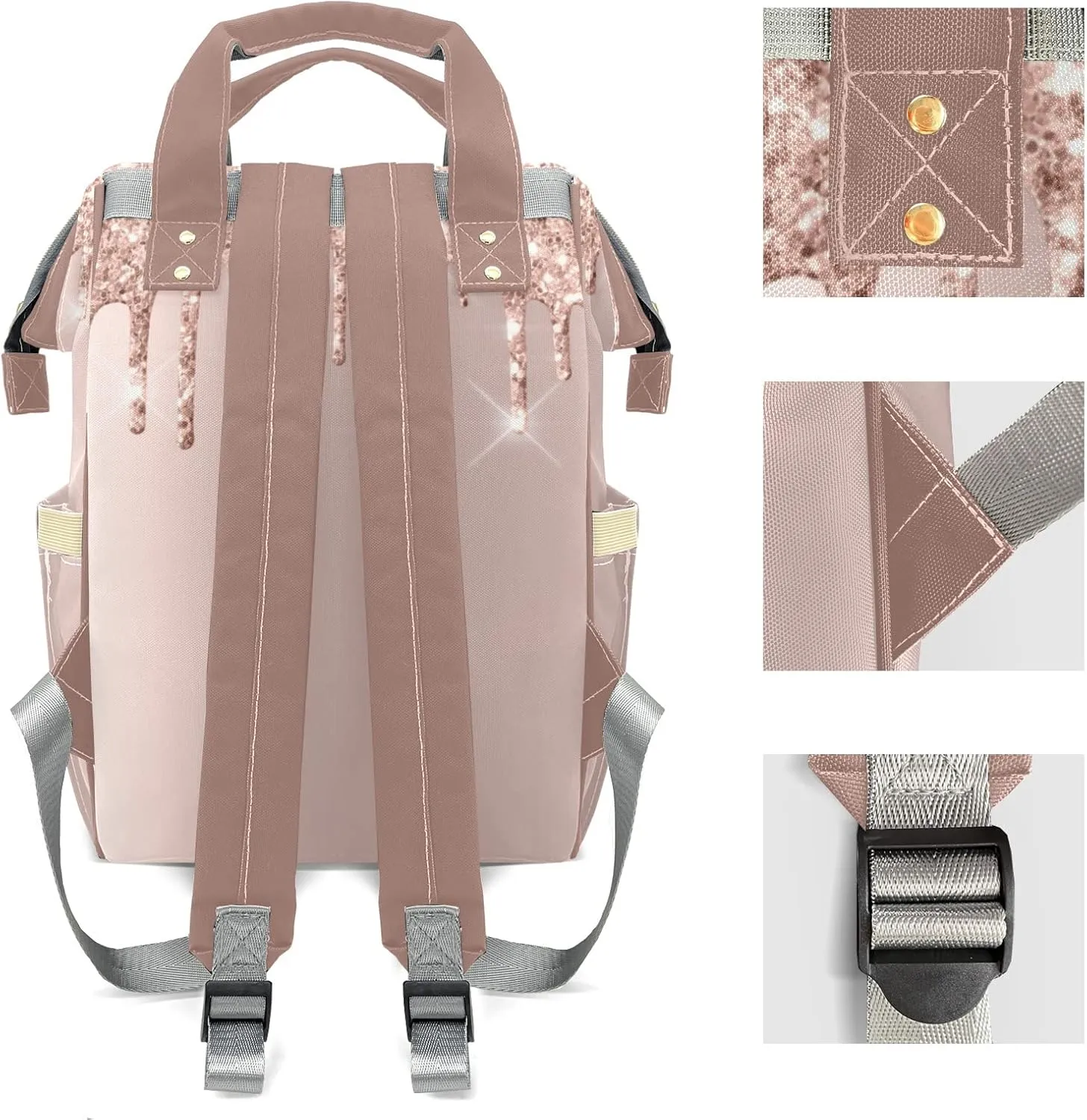 Personalized Diaper Bags Glitter Bling Print Backpack with Name Mommy Nursing Bags Gifts for Mom Dad