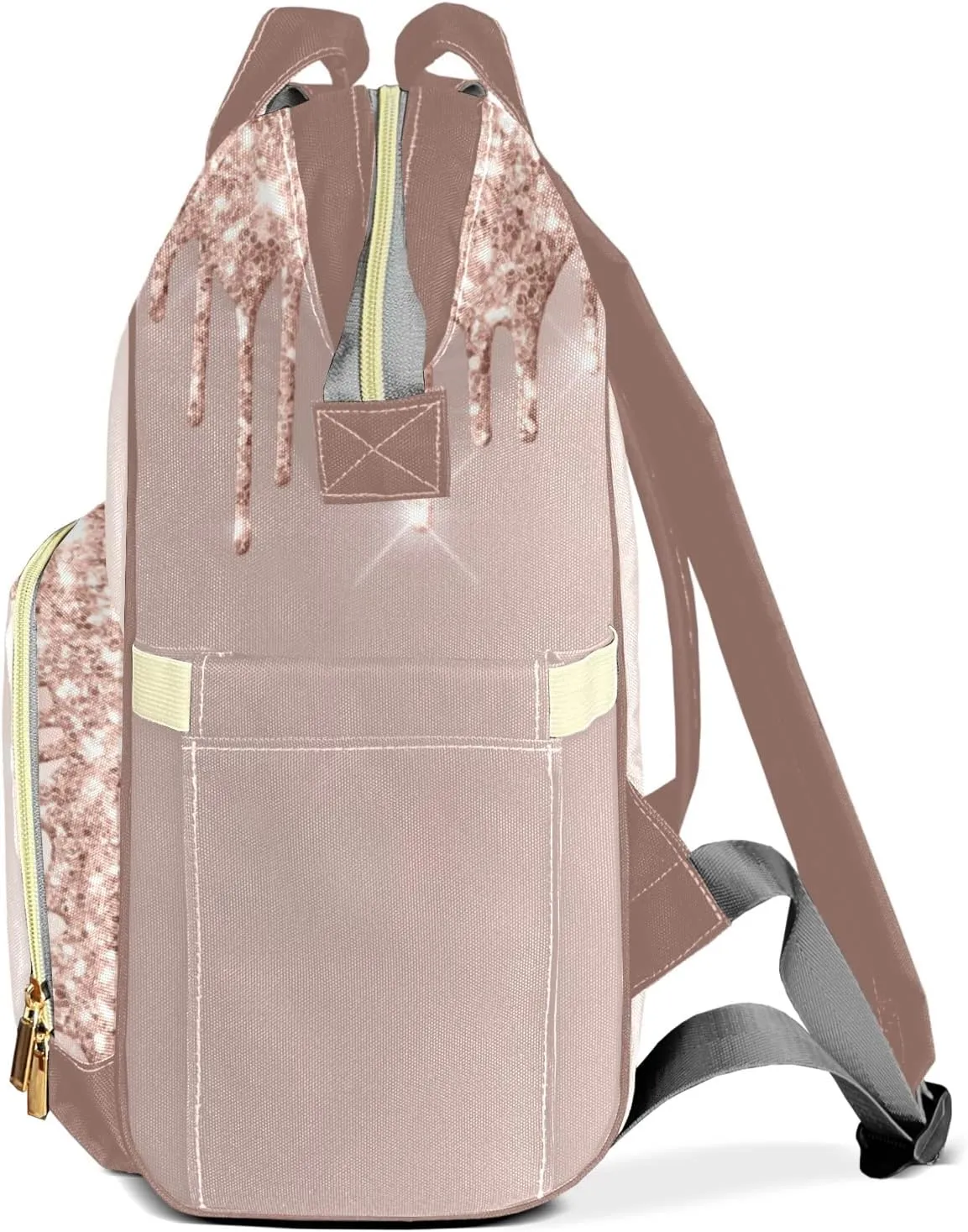 Personalized Diaper Bags Glitter Bling Print Backpack with Name Mommy Nursing Bags Gifts for Mom Dad