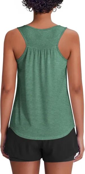 PINSPARK Workout Tank Tops for Women Racerback Loose Fit Yoga Top Sleeveless Gym Shirt Running Athletic Tanks Pack S-3XL