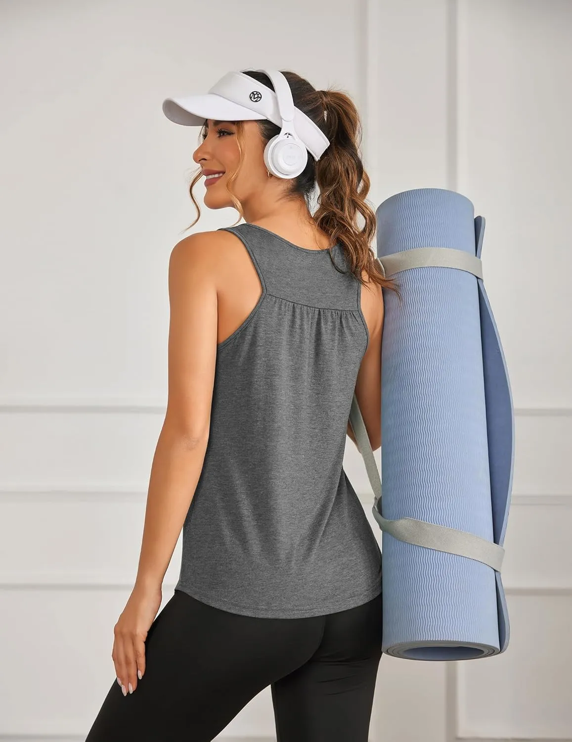PINSPARK Workout Tank Tops for Women Racerback Loose Fit Yoga Top Sleeveless Gym Shirt Running Athletic Tanks Pack S-3XL