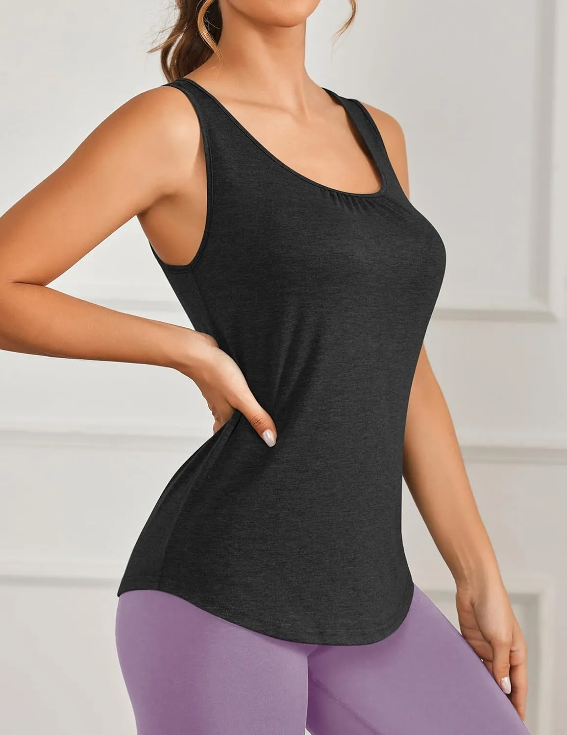 PINSPARK Workout Tank Tops for Women Racerback Loose Fit Yoga Top Sleeveless Gym Shirt Running Athletic Tanks Pack S-3XL