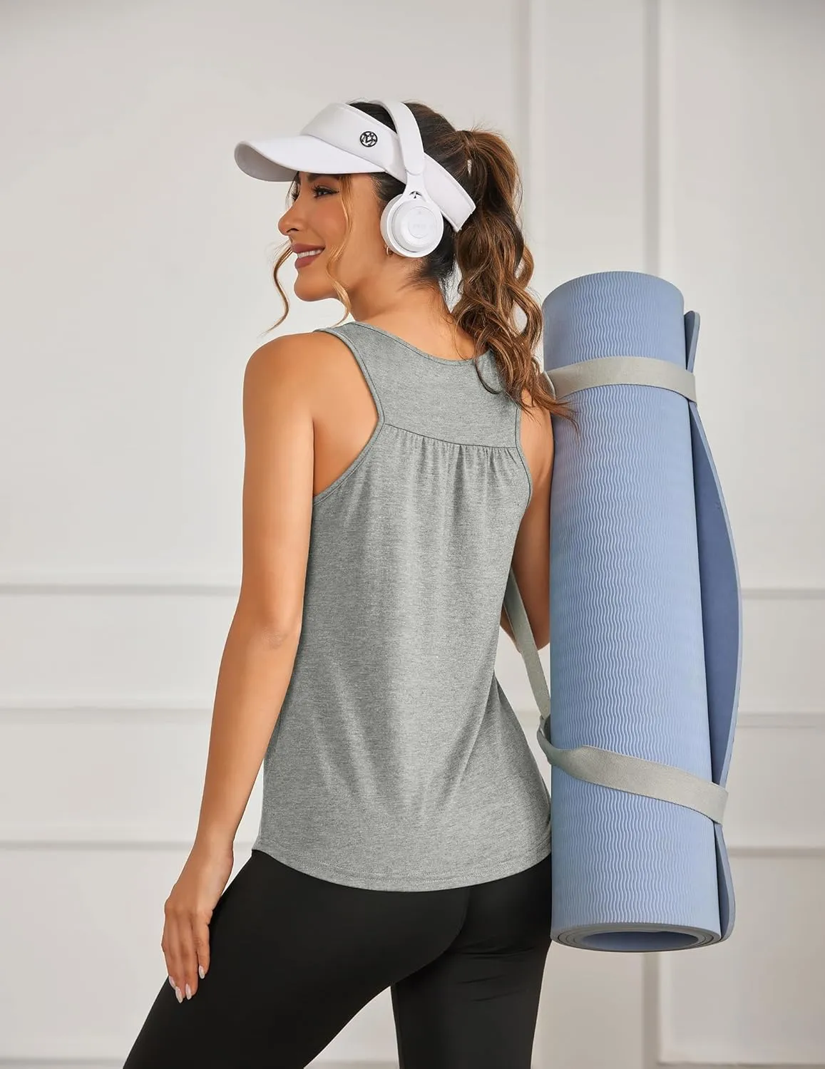 PINSPARK Workout Tank Tops for Women Racerback Loose Fit Yoga Top Sleeveless Gym Shirt Running Athletic Tanks Pack S-3XL