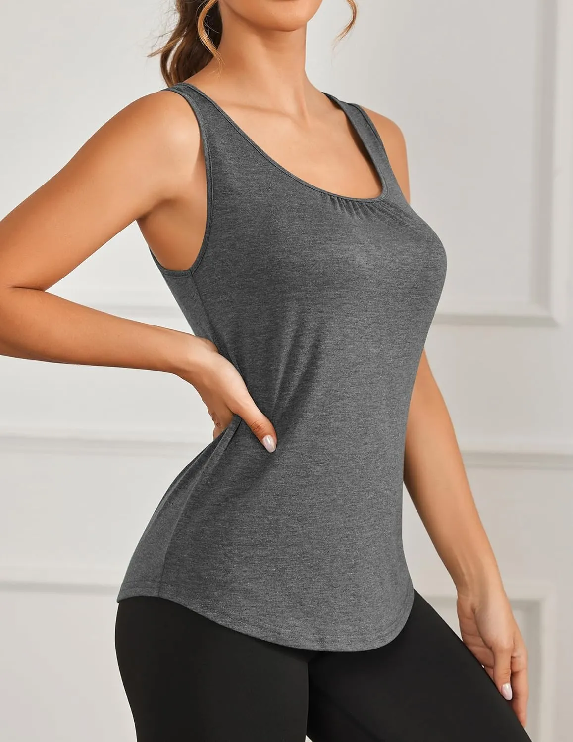 PINSPARK Workout Tank Tops for Women Racerback Loose Fit Yoga Top Sleeveless Gym Shirt Running Athletic Tanks Pack S-3XL